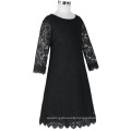 Grace Karin Children Kids Girls 3/4 Sleeve Round Neck Black Lace Flower Girl Dress CL010442-3